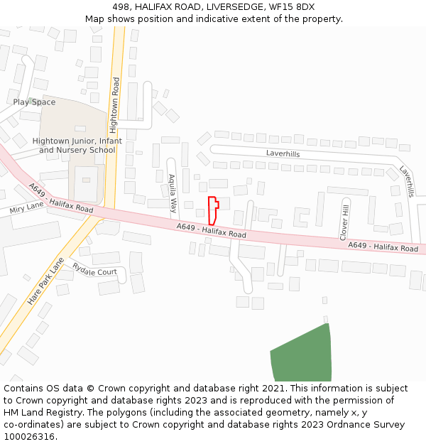 498, HALIFAX ROAD, LIVERSEDGE, WF15 8DX: Location map and indicative extent of plot