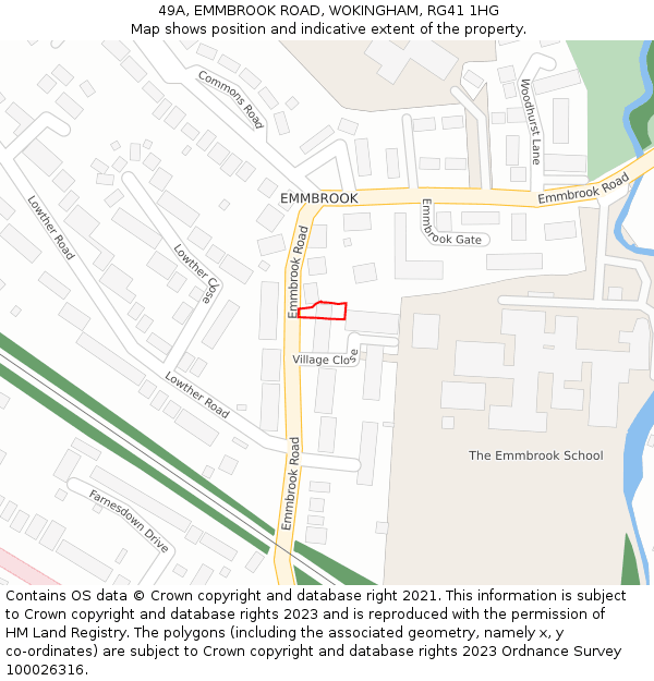 49A, EMMBROOK ROAD, WOKINGHAM, RG41 1HG: Location map and indicative extent of plot