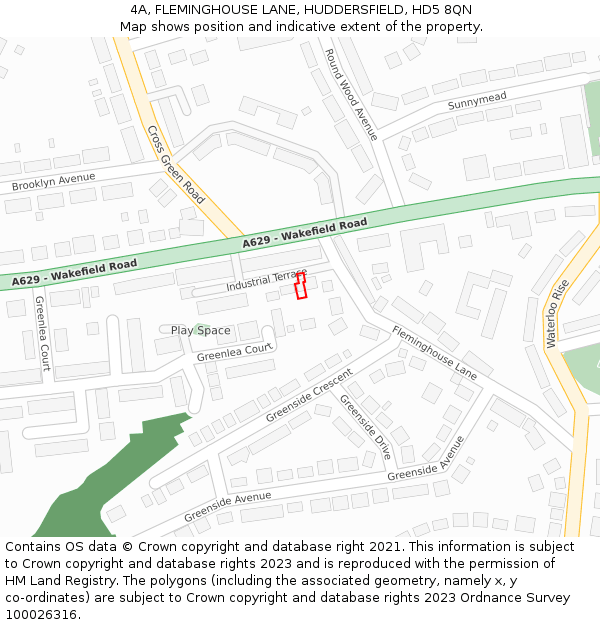 4A, FLEMINGHOUSE LANE, HUDDERSFIELD, HD5 8QN: Location map and indicative extent of plot