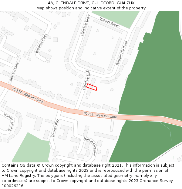 4A, GLENDALE DRIVE, GUILDFORD, GU4 7HX: Location map and indicative extent of plot