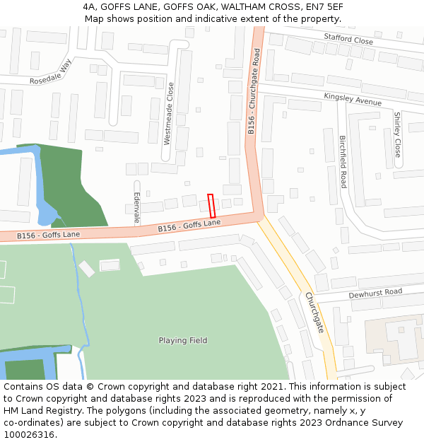 4A, GOFFS LANE, GOFFS OAK, WALTHAM CROSS, EN7 5EF: Location map and indicative extent of plot