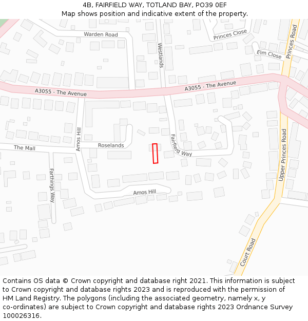 4B, FAIRFIELD WAY, TOTLAND BAY, PO39 0EF: Location map and indicative extent of plot