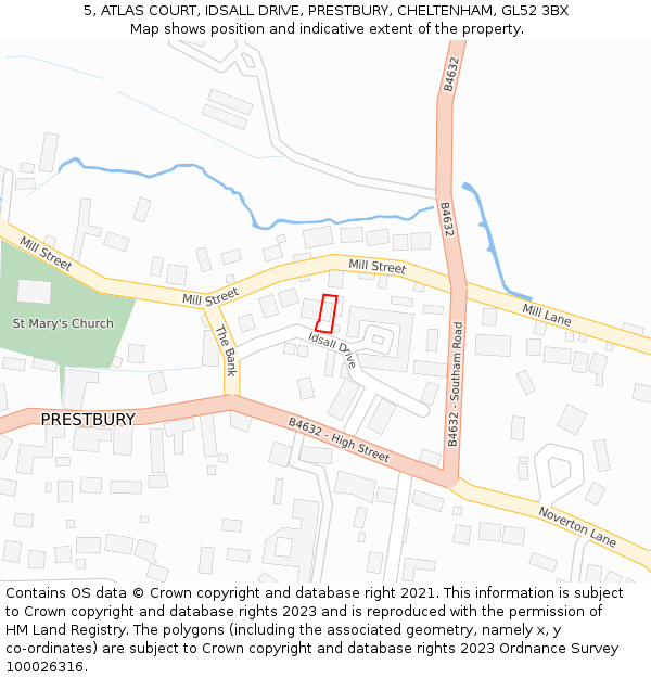 5, ATLAS COURT, IDSALL DRIVE, PRESTBURY, CHELTENHAM, GL52 3BX: Location map and indicative extent of plot