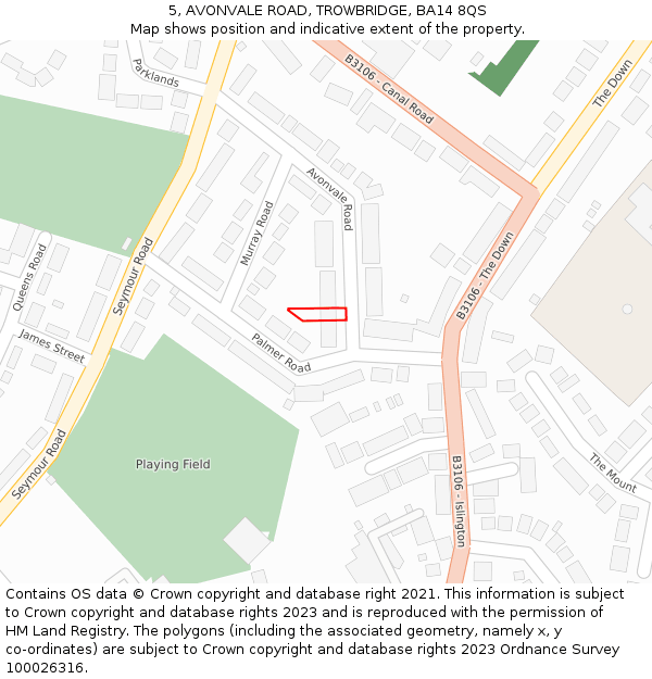 5, AVONVALE ROAD, TROWBRIDGE, BA14 8QS: Location map and indicative extent of plot