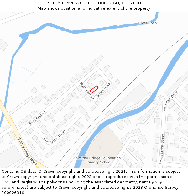 5, BLYTH AVENUE, LITTLEBOROUGH, OL15 8RB: Location map and indicative extent of plot