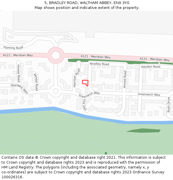 5, BRADLEY ROAD, WALTHAM ABBEY, EN9 3YG: Location map and indicative extent of plot