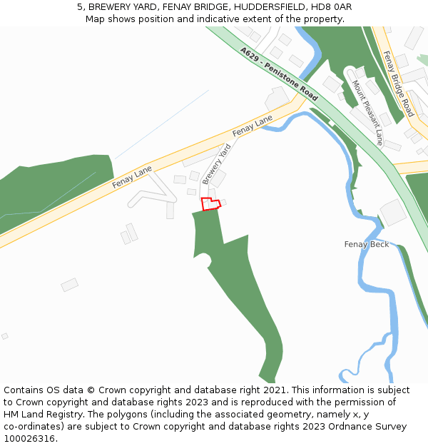 5, BREWERY YARD, FENAY BRIDGE, HUDDERSFIELD, HD8 0AR: Location map and indicative extent of plot