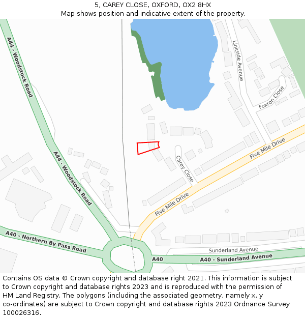 5, CAREY CLOSE, OXFORD, OX2 8HX: Location map and indicative extent of plot