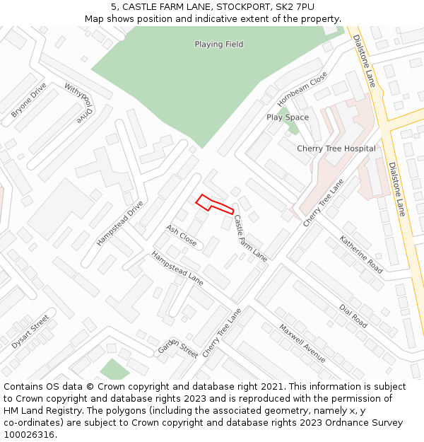 5, CASTLE FARM LANE, STOCKPORT, SK2 7PU: Location map and indicative extent of plot