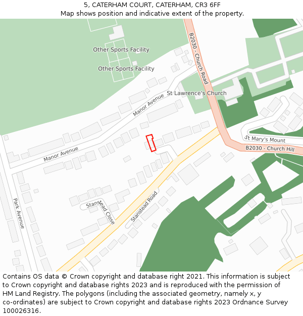 5, CATERHAM COURT, CATERHAM, CR3 6FF: Location map and indicative extent of plot