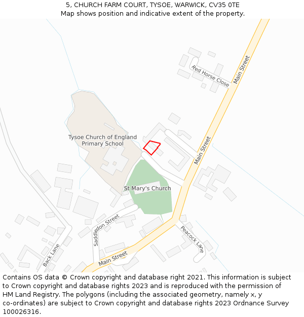 5, CHURCH FARM COURT, TYSOE, WARWICK, CV35 0TE: Location map and indicative extent of plot