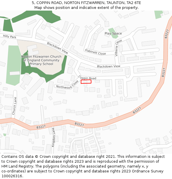 5, COPPIN ROAD, NORTON FITZWARREN, TAUNTON, TA2 6TE: Location map and indicative extent of plot