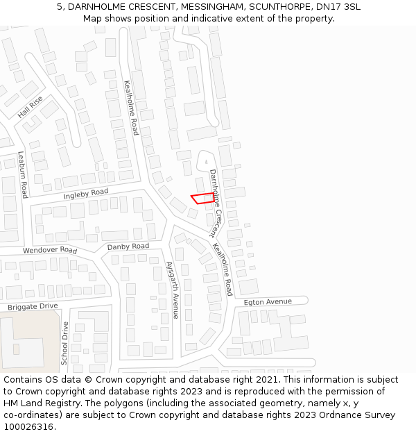 5, DARNHOLME CRESCENT, MESSINGHAM, SCUNTHORPE, DN17 3SL: Location map and indicative extent of plot