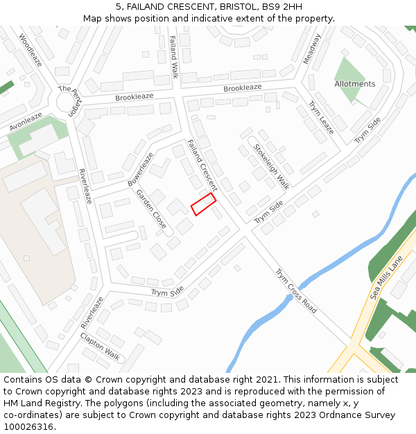 5, FAILAND CRESCENT, BRISTOL, BS9 2HH: Location map and indicative extent of plot