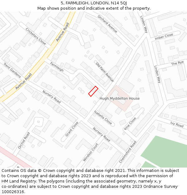 5, FARMLEIGH, LONDON, N14 5QJ: Location map and indicative extent of plot