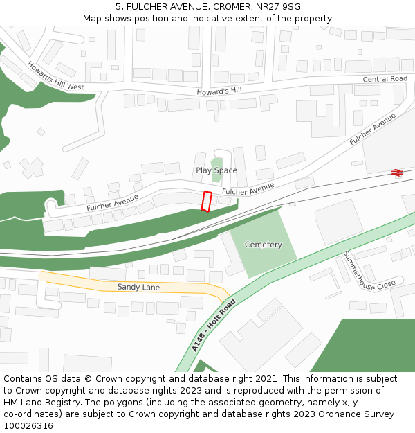 5, FULCHER AVENUE, CROMER, NR27 9SG: Location map and indicative extent of plot