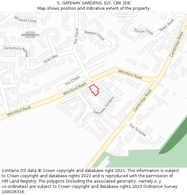 5, GATEWAY GARDENS, ELY, CB6 3DE: Location map and indicative extent of plot