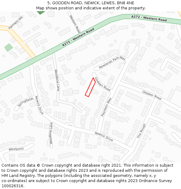 5, GODDEN ROAD, NEWICK, LEWES, BN8 4NE: Location map and indicative extent of plot