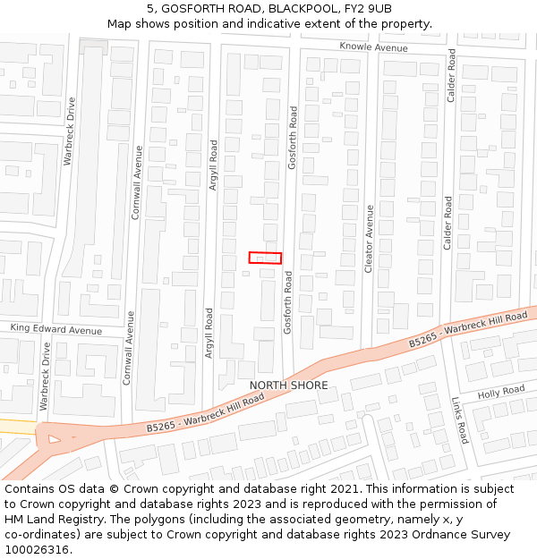 5, GOSFORTH ROAD, BLACKPOOL, FY2 9UB: Location map and indicative extent of plot