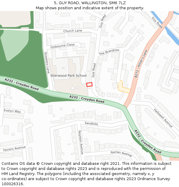 5, GUY ROAD, WALLINGTON, SM6 7LZ: Location map and indicative extent of plot