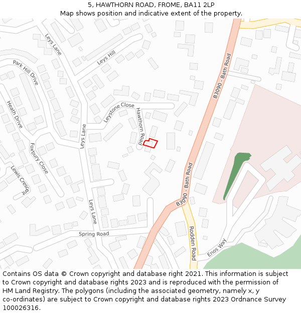 5, HAWTHORN ROAD, FROME, BA11 2LP: Location map and indicative extent of plot