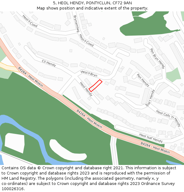 5, HEOL HENDY, PONTYCLUN, CF72 9AN: Location map and indicative extent of plot