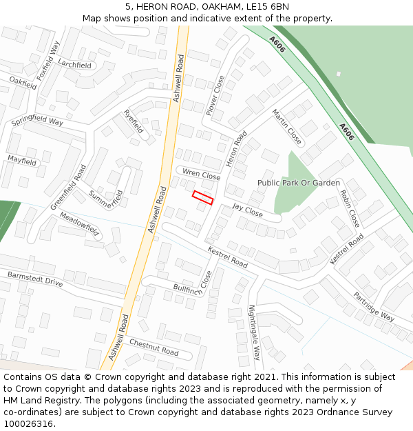 5, HERON ROAD, OAKHAM, LE15 6BN: Location map and indicative extent of plot