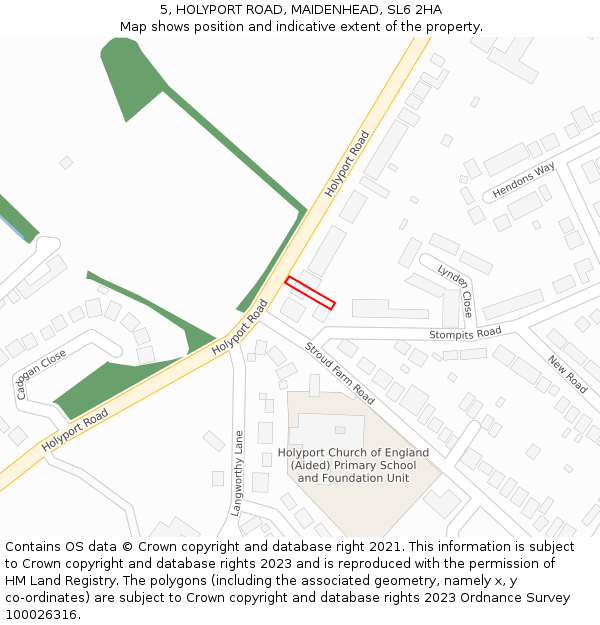 5, HOLYPORT ROAD, MAIDENHEAD, SL6 2HA: Location map and indicative extent of plot