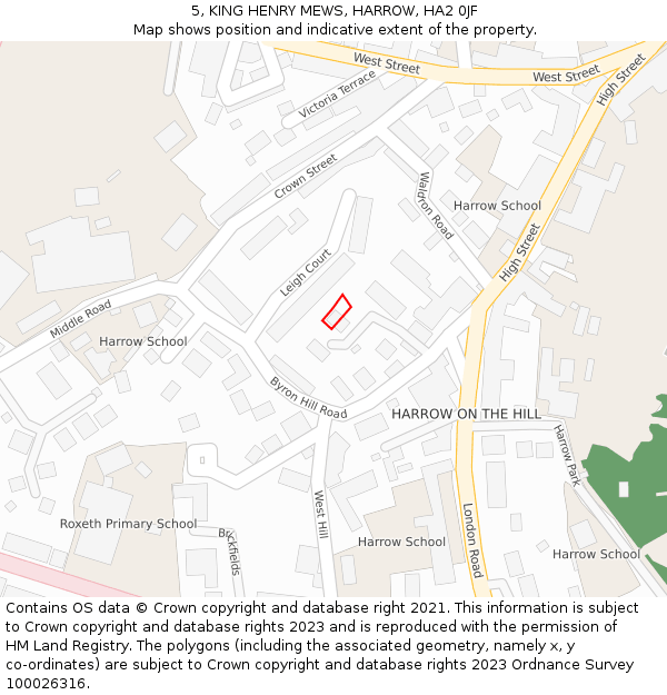 5, KING HENRY MEWS, HARROW, HA2 0JF: Location map and indicative extent of plot