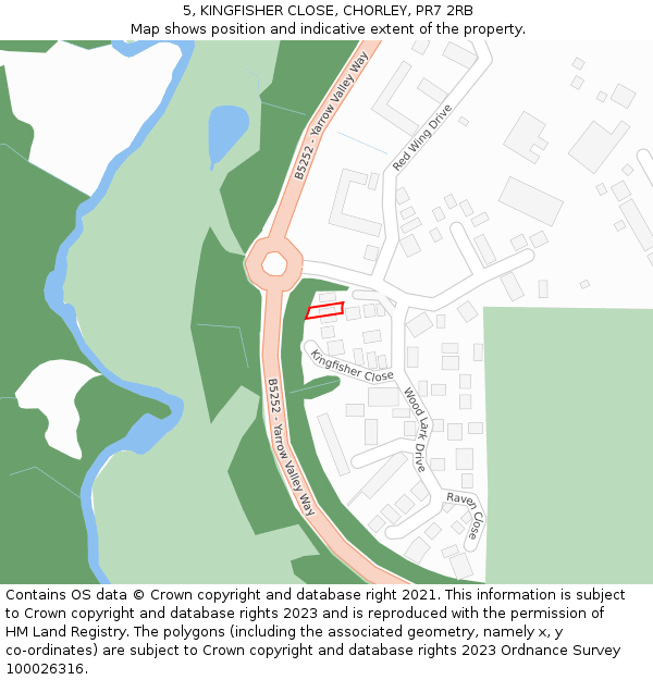 5, KINGFISHER CLOSE, CHORLEY, PR7 2RB: Location map and indicative extent of plot