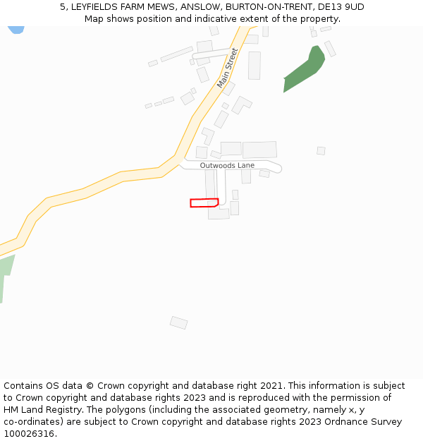 5, LEYFIELDS FARM MEWS, ANSLOW, BURTON-ON-TRENT, DE13 9UD: Location map and indicative extent of plot