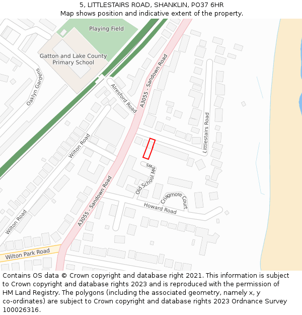 5, LITTLESTAIRS ROAD, SHANKLIN, PO37 6HR: Location map and indicative extent of plot