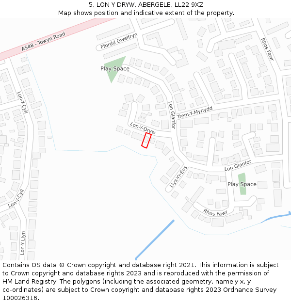 5, LON Y DRYW, ABERGELE, LL22 9XZ: Location map and indicative extent of plot