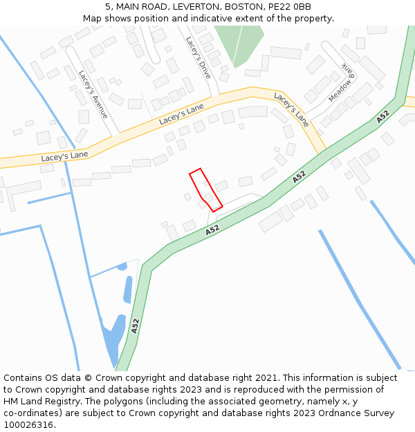 5, MAIN ROAD, LEVERTON, BOSTON, PE22 0BB: Location map and indicative extent of plot