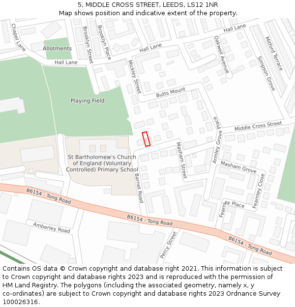 5, MIDDLE CROSS STREET, LEEDS, LS12 1NR: Location map and indicative extent of plot