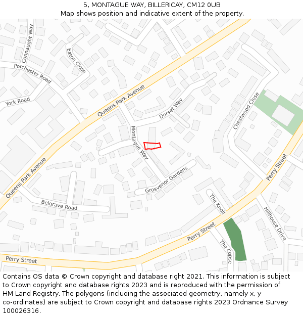 5, MONTAGUE WAY, BILLERICAY, CM12 0UB: Location map and indicative extent of plot