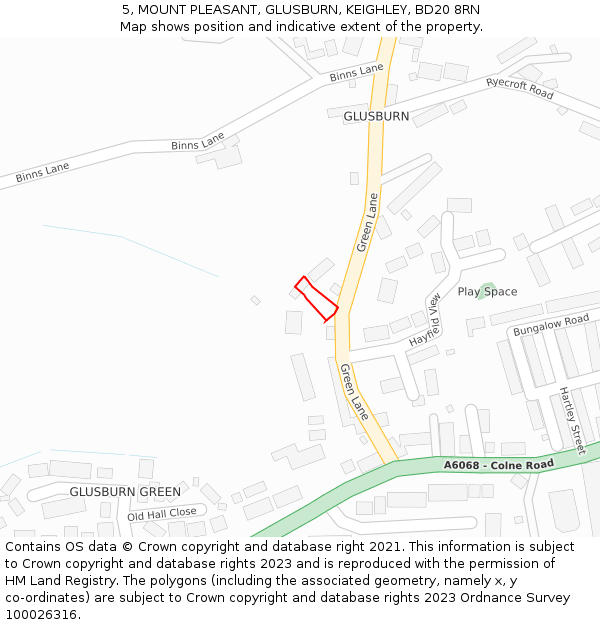 5, MOUNT PLEASANT, GLUSBURN, KEIGHLEY, BD20 8RN: Location map and indicative extent of plot