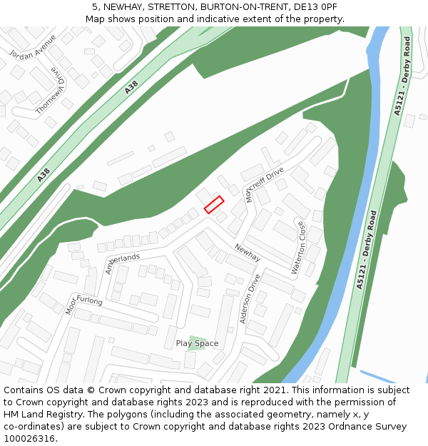 5, NEWHAY, STRETTON, BURTON-ON-TRENT, DE13 0PF: Location map and indicative extent of plot