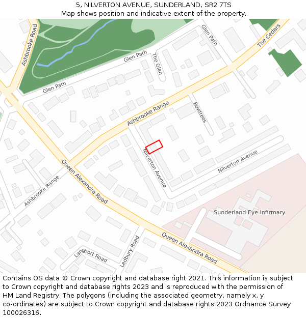 5, NILVERTON AVENUE, SUNDERLAND, SR2 7TS: Location map and indicative extent of plot