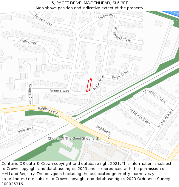 5, PAGET DRIVE, MAIDENHEAD, SL6 3PT: Location map and indicative extent of plot