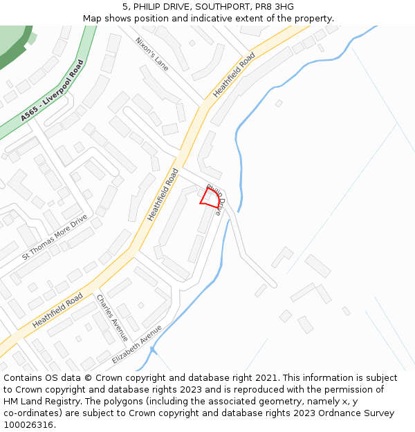 5, PHILIP DRIVE, SOUTHPORT, PR8 3HG: Location map and indicative extent of plot