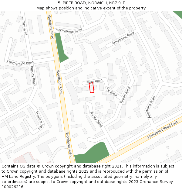 5, PIPER ROAD, NORWICH, NR7 9LF: Location map and indicative extent of plot