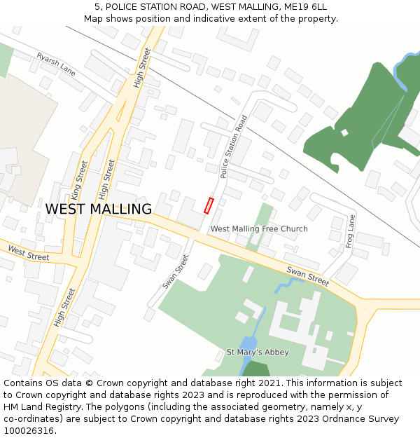 5, POLICE STATION ROAD, WEST MALLING, ME19 6LL: Location map and indicative extent of plot