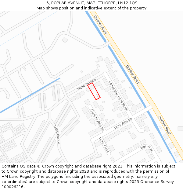 5, POPLAR AVENUE, MABLETHORPE, LN12 1QS: Location map and indicative extent of plot