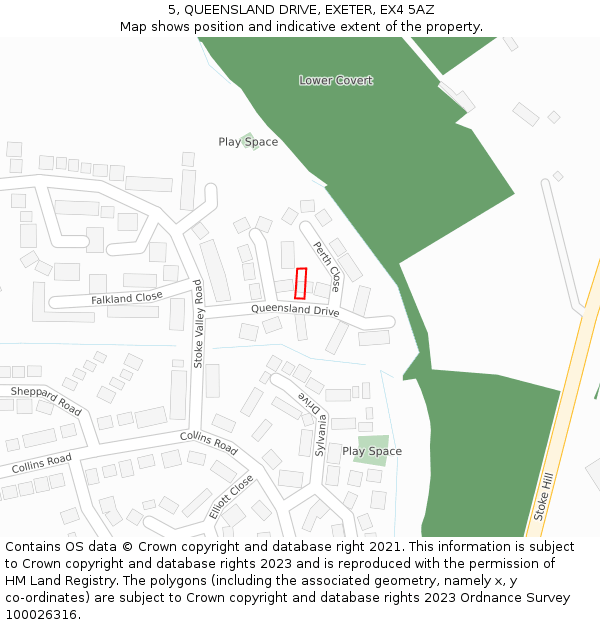 5, QUEENSLAND DRIVE, EXETER, EX4 5AZ: Location map and indicative extent of plot