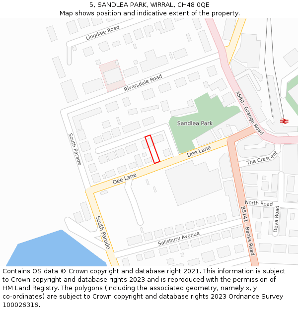 5, SANDLEA PARK, WIRRAL, CH48 0QE: Location map and indicative extent of plot