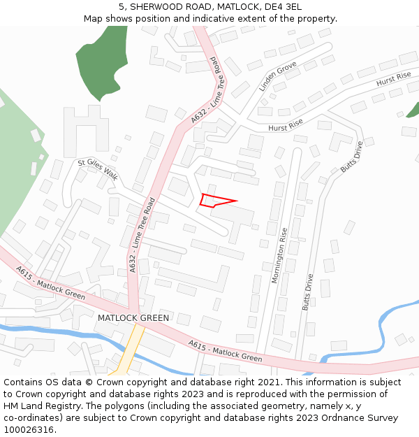 5, SHERWOOD ROAD, MATLOCK, DE4 3EL: Location map and indicative extent of plot