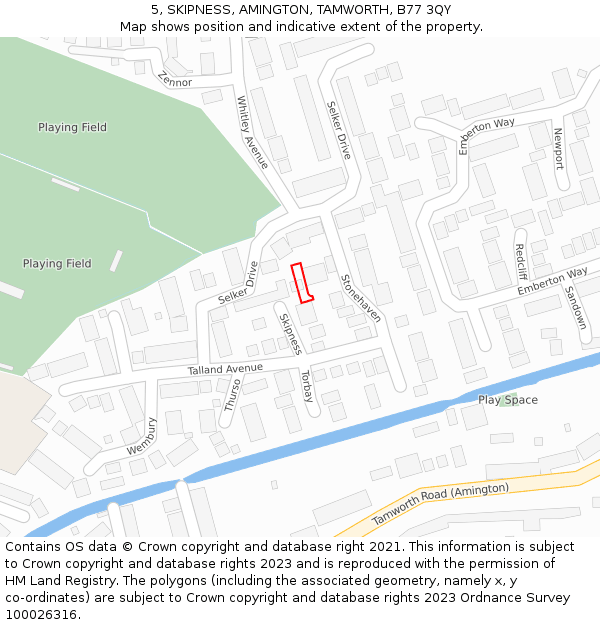 5, SKIPNESS, AMINGTON, TAMWORTH, B77 3QY: Location map and indicative extent of plot