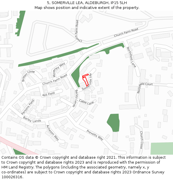 5, SOMERVILLE LEA, ALDEBURGH, IP15 5LH: Location map and indicative extent of plot