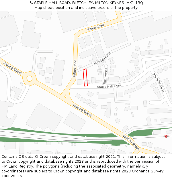 5, STAPLE HALL ROAD, BLETCHLEY, MILTON KEYNES, MK1 1BQ: Location map and indicative extent of plot